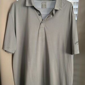 Callaway Men’s Light Gray Polo with Subtle Stripe Texture